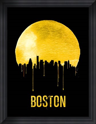 Framed Boston Skyline Yellow Print
