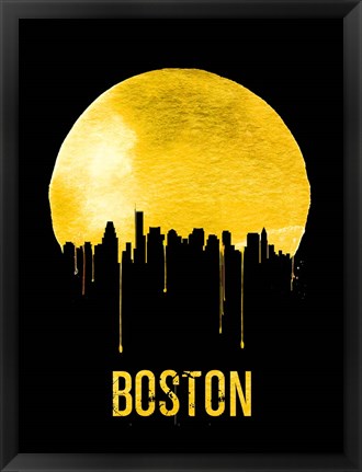 Framed Boston Skyline Yellow Print
