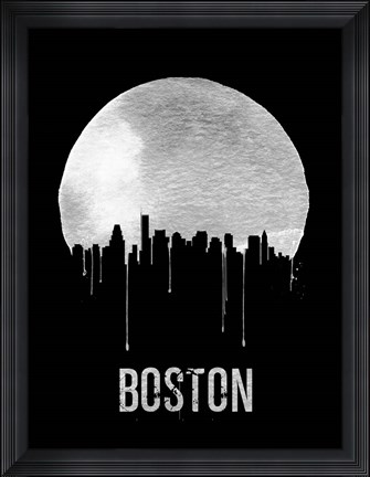 Framed Boston Skyline Black Print