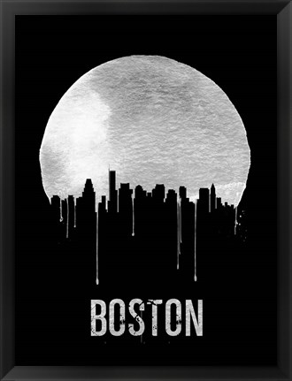 Framed Boston Skyline Black Print