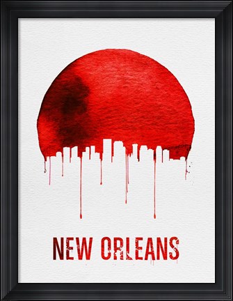 Framed New Orleans Skyline Red Print