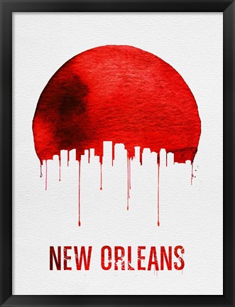Framed New Orleans Skyline Red Print
