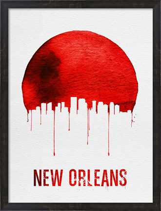 Framed New Orleans Skyline Red Print