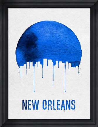 Framed New Orleans Skyline Blue Print
