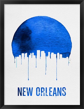 Framed New Orleans Skyline Blue Print