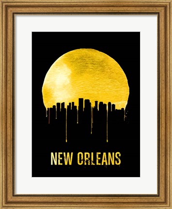 Framed New Orleans Skyline Yellow Print