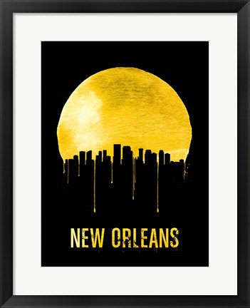 Framed New Orleans Skyline Yellow Print