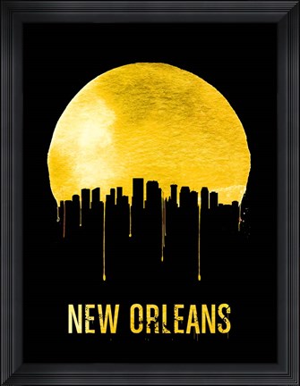 Framed New Orleans Skyline Yellow Print