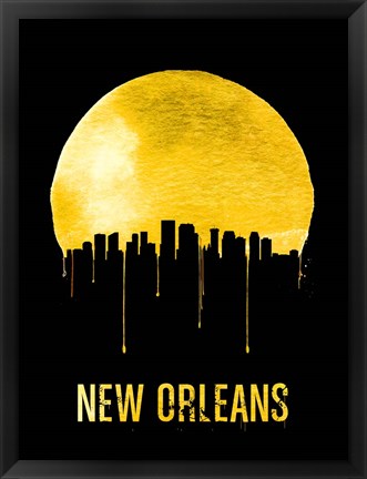 Framed New Orleans Skyline Yellow Print