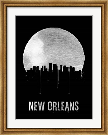 Framed New Orleans Skyline Black Print