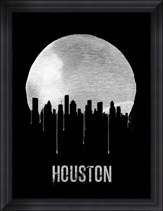 Framed Houston Skyline Black Print
