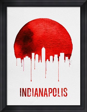 Framed Indianapolis Skyline Red Print