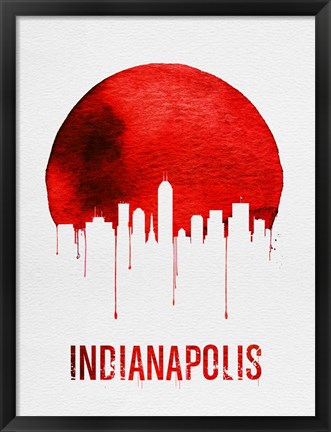 Framed Indianapolis Skyline Red Print