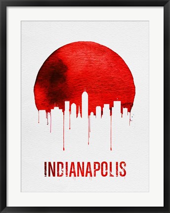 Framed Indianapolis Skyline Red Print