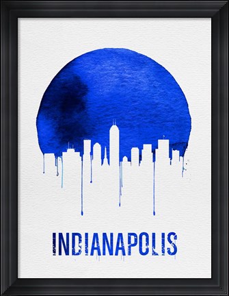 Framed Indianapolis Skyline Blue Print