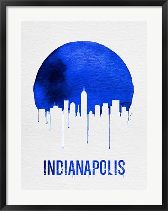 Framed Indianapolis Skyline Blue Print