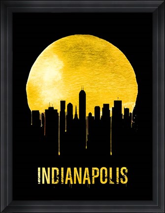 Framed Indianapolis Skyline Yellow Print