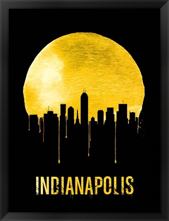 Framed Indianapolis Skyline Yellow Print