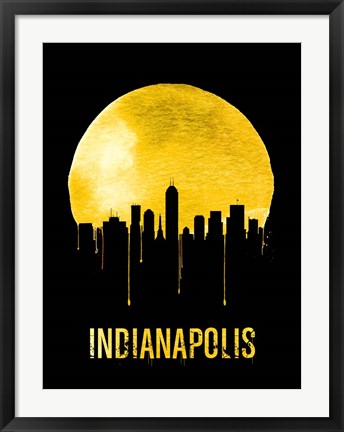 Framed Indianapolis Skyline Yellow Print