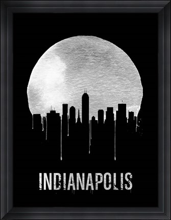 Framed Indianapolis Skyline Black Print