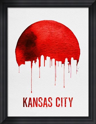 Framed Kansas City Skyline Red Print