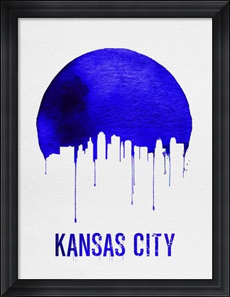 Framed Kansas City Skyline Blue Print