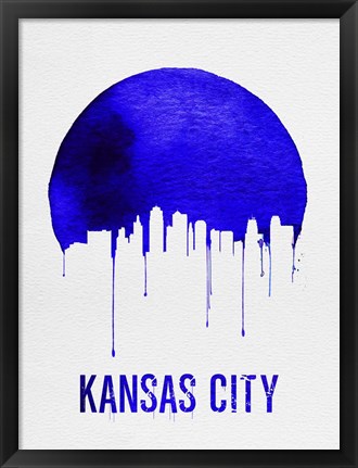 Framed Kansas City Skyline Blue Print