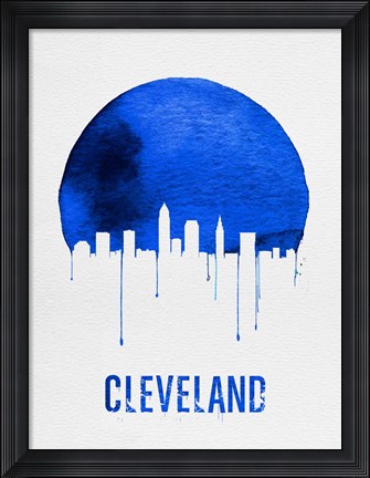 Framed Cleveland Skyline Blue Print