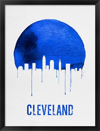Framed Cleveland Skyline Blue Print