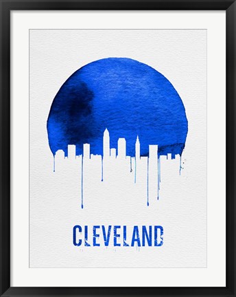 Framed Cleveland Skyline Blue Print