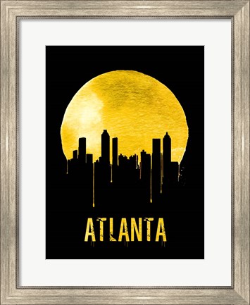Framed Atlanta Skyline Yellow Print
