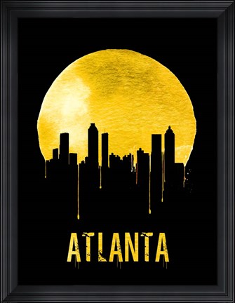 Framed Atlanta Skyline Yellow Print