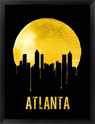 Framed Atlanta Skyline Yellow Print