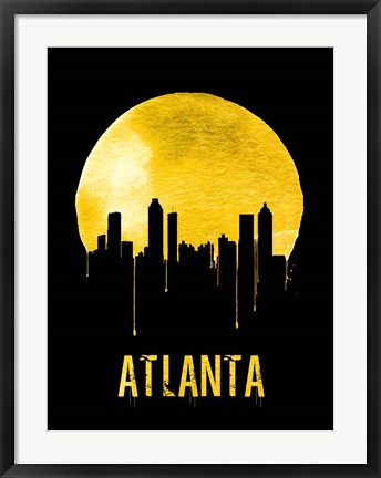 Framed Atlanta Skyline Yellow Print