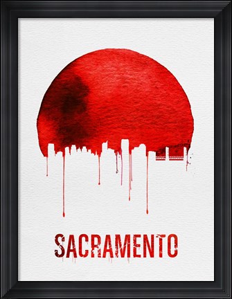 Framed Sacramento Skyline Red Print