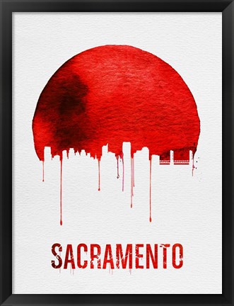 Framed Sacramento Skyline Red Print