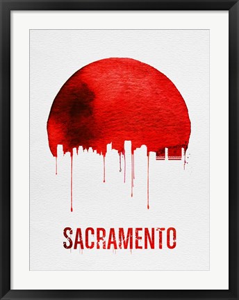 Framed Sacramento Skyline Red Print