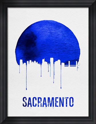 Framed Sacramento Skyline Blue Print