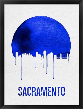 Framed Sacramento Skyline Blue Print