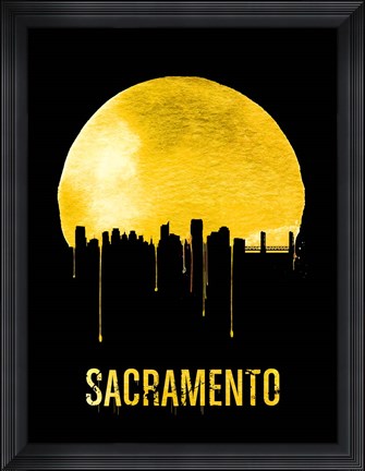 Framed Sacramento Skyline Yellow Print