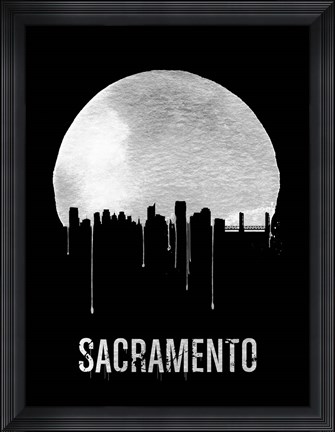 Framed Sacramento Skyline Black Print