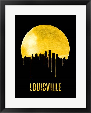 Framed Louisville Skyline Yellow Print