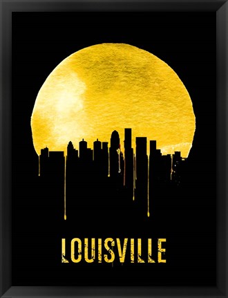 Framed Louisville Skyline Yellow Print