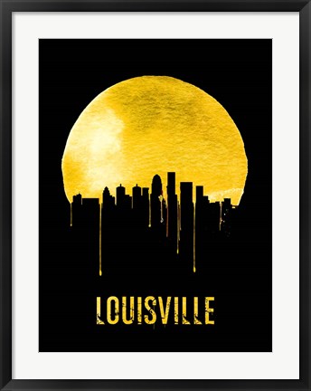 Framed Louisville Skyline Yellow Print