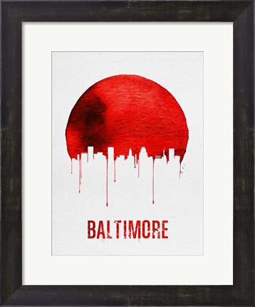 Framed Baltimore Skyline Red Print
