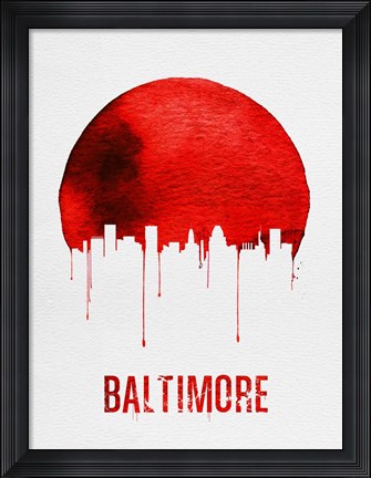 Framed Baltimore Skyline Red Print