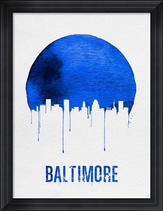 Framed Baltimore Skyline Blue Print