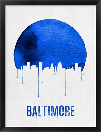 Framed Baltimore Skyline Blue Print