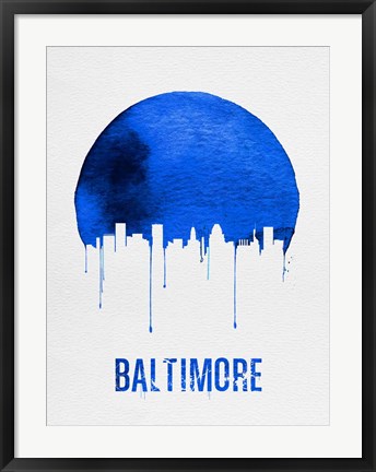 Framed Baltimore Skyline Blue Print