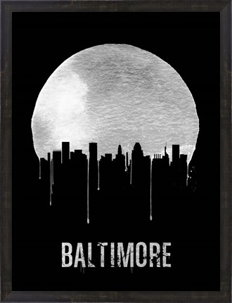 Framed Baltimore Skyline Black Print